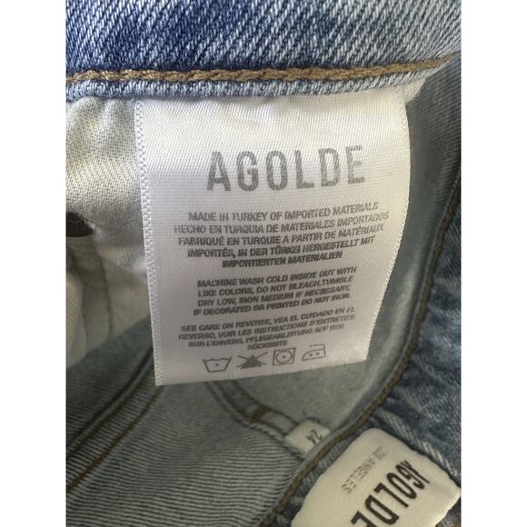 Agolde Merrel Mid Rise Straight Leg Jean Frayed Hem Light Wash Astray Size 24 - Picture 9 of 14